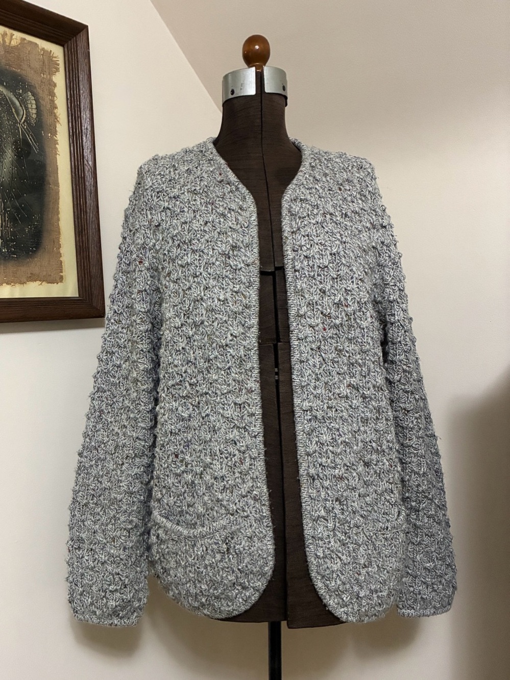 Vintage Hand Knit Popcorn Cardigan